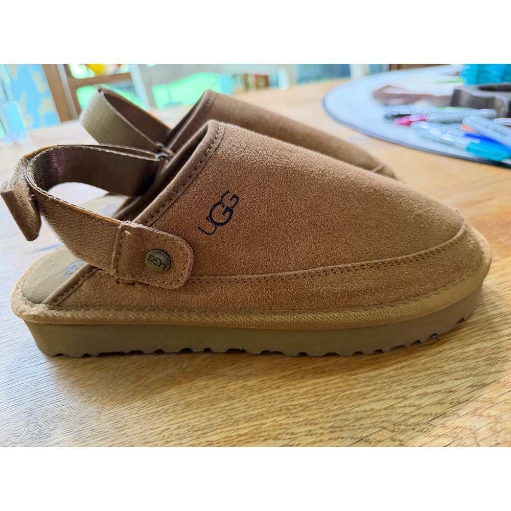 UGG Goldenstar Clog Chestnut Suede Platform Sandals Womens 8